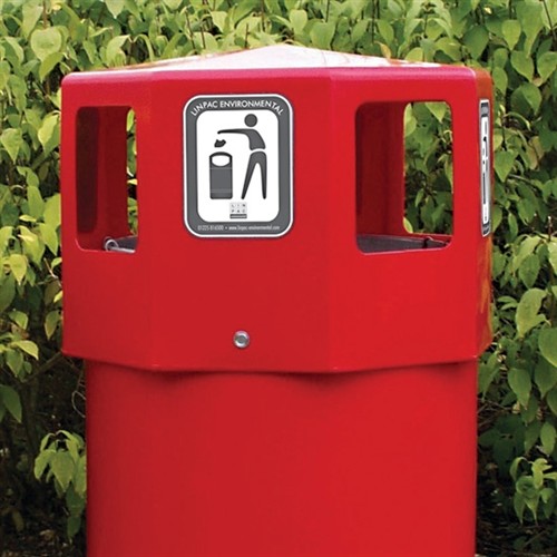 OCTAPLUS MAXI Round Hooded Litter Bin 130 litre - Click Image to Close